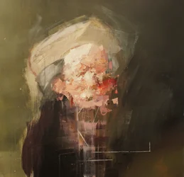 Efter Rembrandt - Självporträtt som aposteln Paulus, 2020-24 (akryl, pastell och olja på duk)