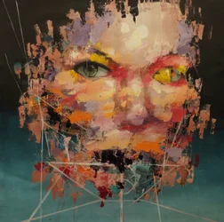 Distorted Color Model 2 , 2018-2025 (akryl och olja på duk)