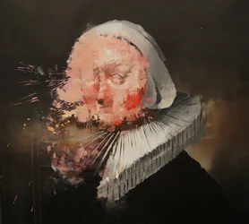 Porträtt av kvinna - efter Rembrandt, 2019-25 (akryl och olja på duk)
