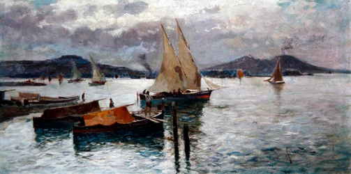 Neapelbukten, ca 1900 (olja ombord)
