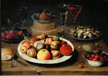 Stilleben med frukt (olja på trä)