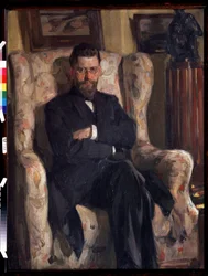 ""Porträtt av konstsamlaren Alexis (AA) Bakhrushin (1865-1929)"" (Porträtt av samlaren Alexey A. Bakhrushin) Målning av Osip Emmanuilovich Braz (1872-1936) 1904 Statens konstmuseum Tula (Toula)