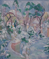 Trädgården i snön