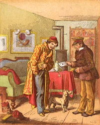 Betalar för brevutdelning, c1870