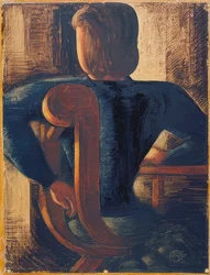 Folk som sitter på rygg vid bordet. 1936