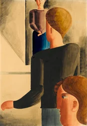 Tre figurer i rummet enkel gest, 1928.