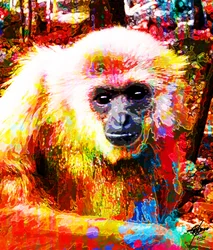 Ett livfullt porträtt av en gibbon