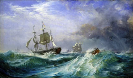En man till sjöss som sjösätter hjälp från HMS 