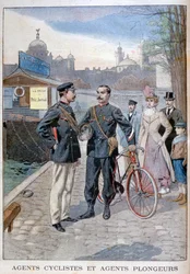 En cykel- och vattenpolis, Paris, 1900