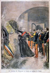 Kejsare av Ryssland vid Cornots grav, 1896