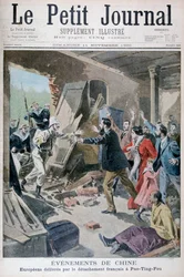 Européer räddade av en avdelning franska marinsoldater, Pao Ting Fou, Kina, 1900