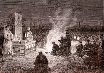 Begravningsceremoni i Sou-Tcheou, Kina. 1874 (gravyr)