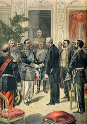 Intervju mellan Felix Faure och den ryske ambassadören Lev Ouroussoff, Paris 1898 (Gravyr)