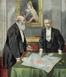 Lord Salisbury och Paul Cambon avgränsar inflytelsezonerna i Afrika