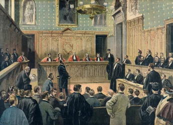Assiziedomstolen under rättegången om Panamaskandalen 1898 (Gravyr)
