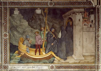 Saint Augustine lämnade till Tagasthe och hittade ett religiöst samfund (Fresco