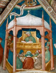 Saint Augustine undervisar i retorik i Kartago. (Fresk