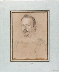 Porträtt av Vincent I av Gonzague, hertig av Mantua (Vincenzo I Gonzaga, hertig av Mantua) (1562-1612) Teckning av Ottavio Leoni (1578-1630) Genes, Musei di Strada Nuova, inv 2440