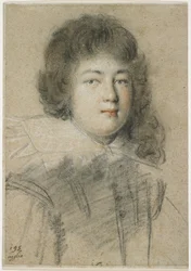 Portrait of an Adolescent Boy, 1621 (röd, svart och vit krita på blekt brunt papper)