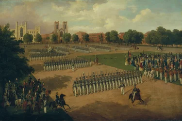 Sjunde regementet på granskning, Washington Square, New York, 1851.