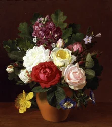 Stilleben med sommarblommor. Målning av Otto Didrik Ottesen (1816-1892) Privat samling.