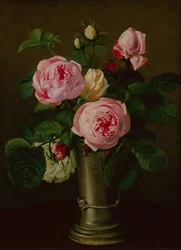 Rosor i en tennvas (olja på duk)