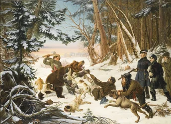 Tsarevich Alexander Nikolaevich på björnjakt i utkanten av Moskva, 1843