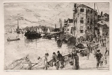 Etsningar av Venedig: Castello Quarters, Riva, 1800-talet.