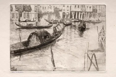 Etsningar av Venedig: San Felice färja, 1800-talet.