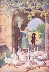 Gåsflickan (färg litho)
