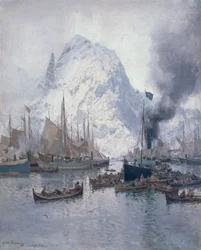 Ankomst av Agnsilddamperen, Svolvaer