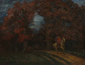 Höstlandskap med ryttare (olja på duk)