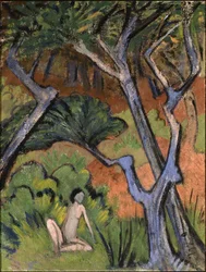 Skogslandskap med nakenfigur, 1924