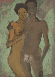 Liebespaar (Konstnärspar), ca 1911 (tempera på säckväv)