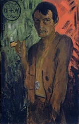 Självporträtt med pentagram, ca 1924 (tempera på duk)