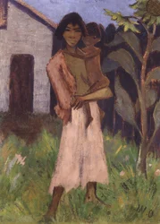 Stående zigenare med barn; Stående zigenarkvinna med barn, 1927