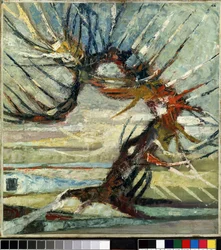 "Ett träd" (Ett träd) Målning av Otto Mueller (1874-1930) (expressionism) Olja på duk. Mikalojus Konstantinas Ciurlionis Fine Arts Museum, Kaunas, Litauen