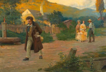 Den ensamma mästaren Beethoven på en promenad nära Wien, 1908.