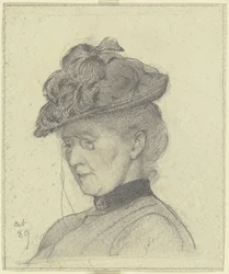 Porträtt av Luise Scholderer med hatt