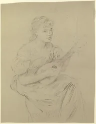 Ung kvinna som spelar mandolin ("Lutspelerska")