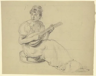 Kvinna som spelar mandolin