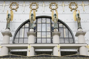 Am Steinhof-kyrkan (Leopoldkyrkan), ritad av Otto Wagner, Wien, Österrike