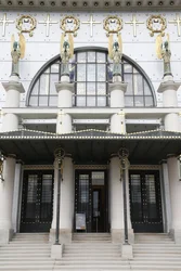 Am Steinhof kyrka (kyrkan Leopld) designad av Otto Wagner, Wien, Österrike (foto)