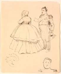 Karikatyr av Frederik VII och grevinnan Danner; nedan av Christian VIII.