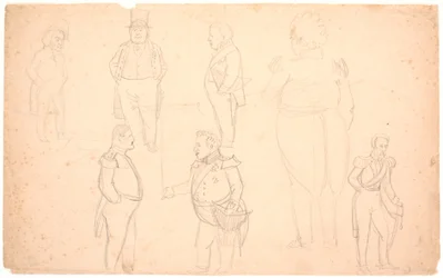 Karikatyr av bl.a. SOM. Ørsted, Frederik VII, Christian VIII och troligen Frederik VI.