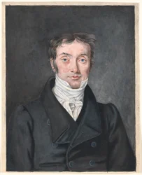 Porträtt av skolläraren Hans Jensen Visby (1777-1870), från Aagerup, Ramløse socken.