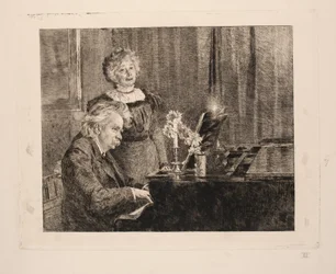 Edvard och Nina Grieg vid pianot