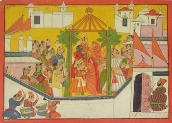 62.2445 Ramas och hans bröders äktenskap från Sangri Ramayana, Kulu-Mandi, Himachal Pradesh, 1760-65
