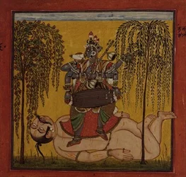 63.1147 Bhadrakali, från en tantrisk text, Basohli, Himachal Pradesh