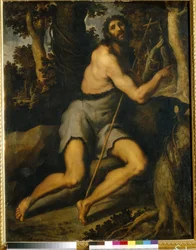 Johannes Döparen i vildmarken. Jacopo Palma il Giovane, den yngre (1544-1628), olja på duk, 1500-1600-talet. Italiensk konst (Venedig), mannerism. Museum för västerländsk och orientalisk konst, Kiev (Ukraina).